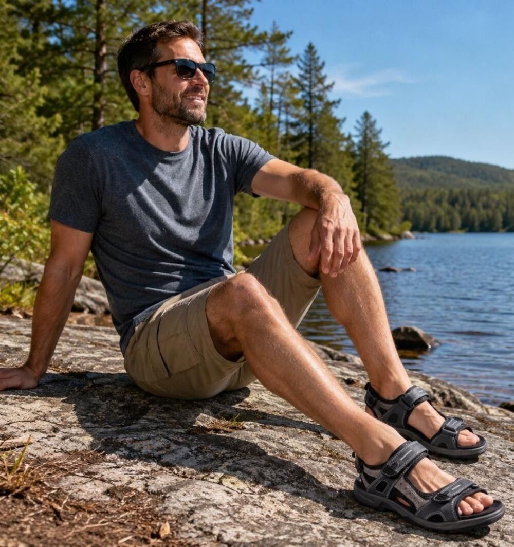ECCO Yucatan Receptor Sandals Men’s 15 Black Gray Adjustable Comfort Outdoor